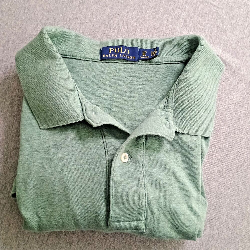 Polo Ralph Lauren Polo Mens LT  Green Short Sleeve Knitted Shirt White Pony